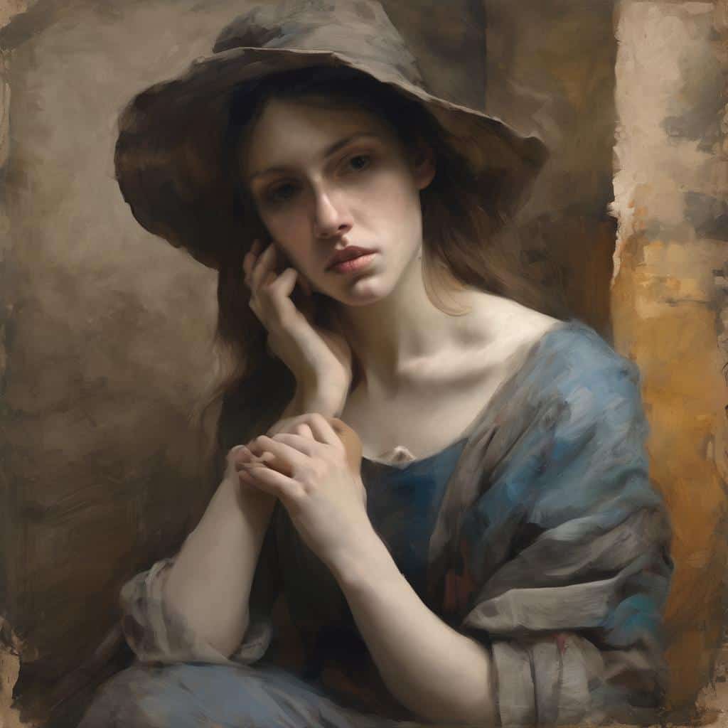 Δημιουργικότητα και καινοτομία στην τέχνη, μοντέρνο πορτρέτο γυναίκας με καπέλο, έμπνευση στην τέχνη και την καινοτομία, μοντέρνο έργο τέχνης.